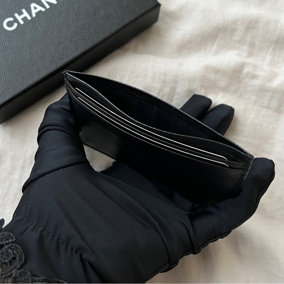Auth Chanel Black Vintage Classic CC Logo Flat Card Holder - Good condition - Picture 4 of 10